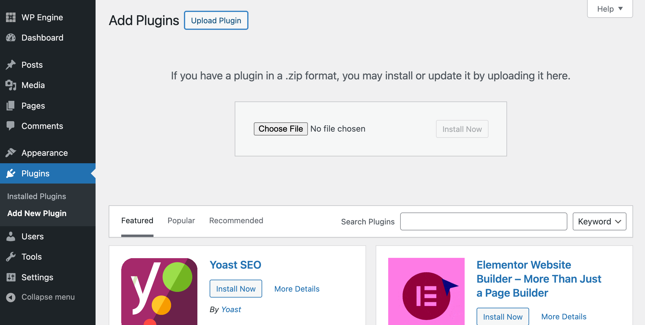 before adding clevrbot plugin The “Choose File” button is shown.