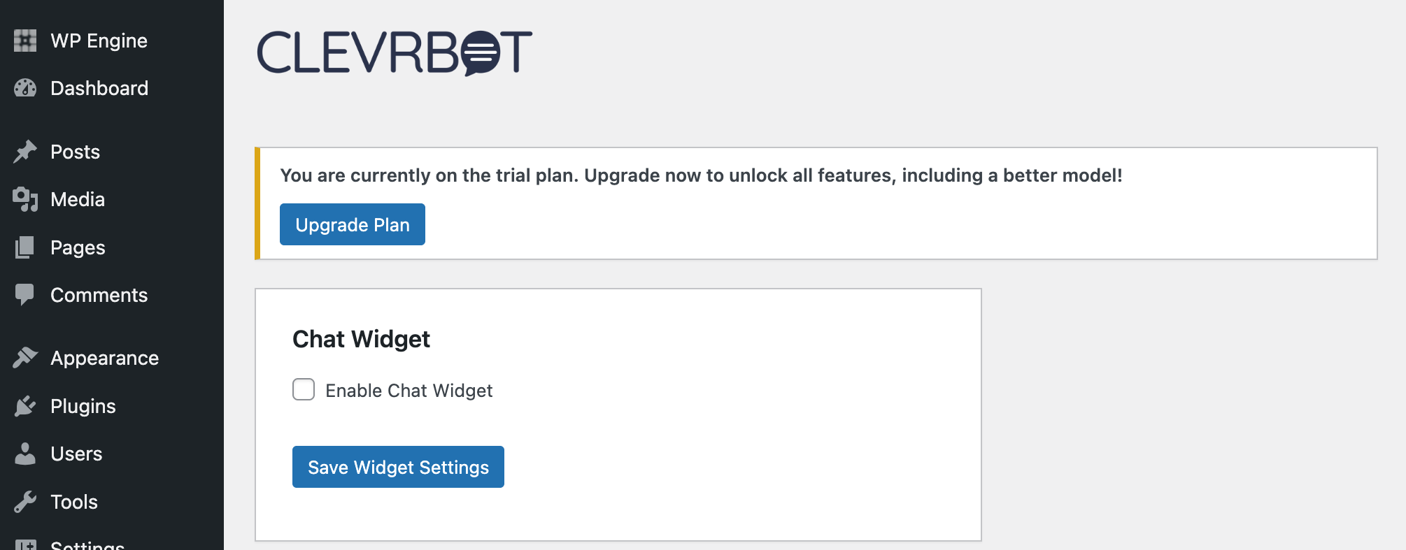 ClevrBot plugin chat widget setup settings