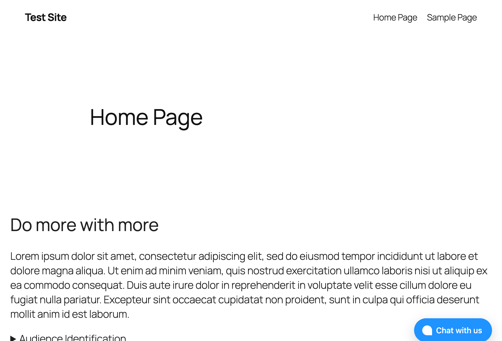 Home page with chat widget